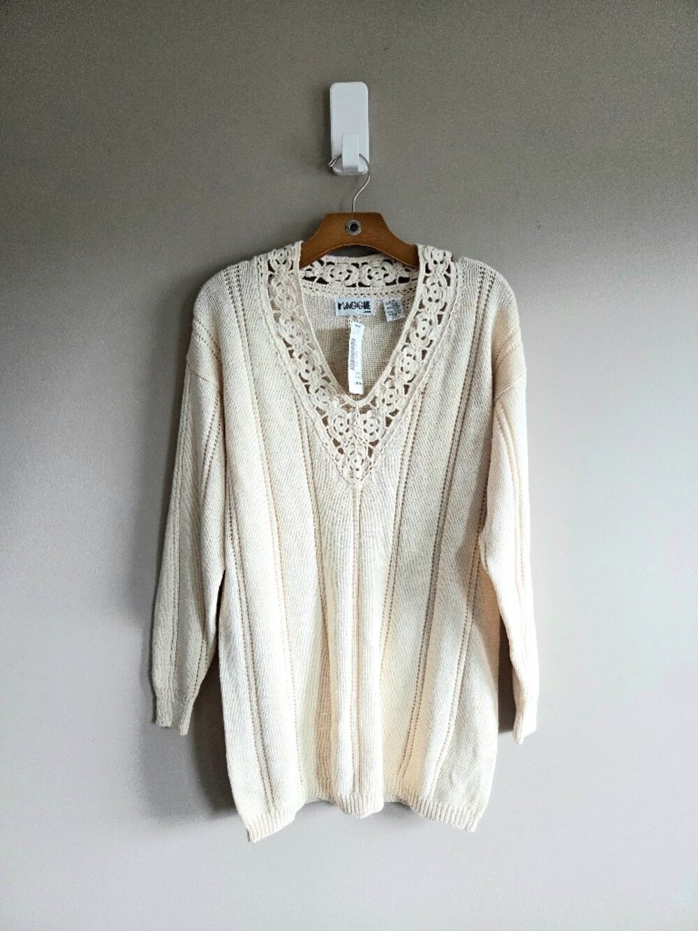 Vintage 1990s Maggie Sears Old New Stock New with Tag Cotton Rami Blend Sweater - Picture 1 of 7